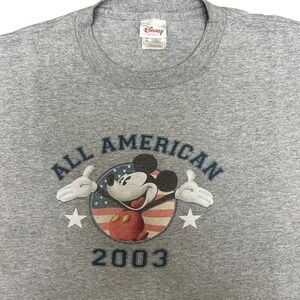 VINTAGE Disney Mickey Mouse All American 2003 T-shirt Gray XL USA‎